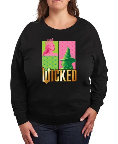 Hybrid Apparel Plus Size Wicked Elphaba Glinda Graphic Pullover T-shirt In Black