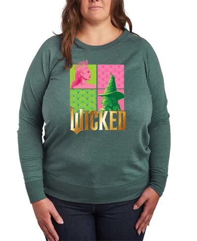 Hybrid Apparel Plus Size Wicked Elphaba Glinda Graphic Pullover T-shirt In Green