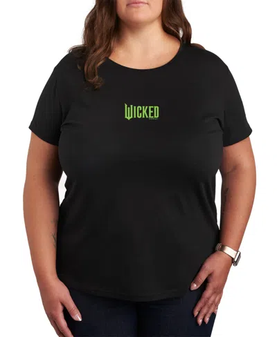Hybrid Apparel Plus Size Wicked Elphaba Green Logo Graphic Tee In Black