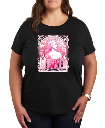 Hybrid Apparel Plus Size Wicked Glinda Graphic Crew Neck T-shirt In Black