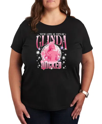 Hybrid Apparel Plus Size Wicked Glinda Graphic Crew Neck T-shirt In Black