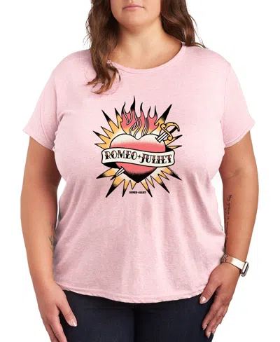 Hybrid Apparel Plus Size William Shakespeare's Romeo + Juliet Heart Tattoo Graphic T-shirt In Pink