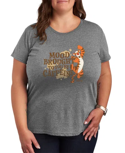 Hybrid Apparel Plus Size Winnie The Pooh Tigger Mood Brought To You By Caffeine Graphic T-shirt In Gray