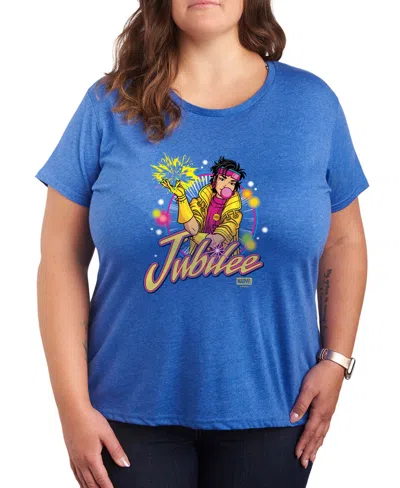 Hybrid Apparel Plus Size X-men Jubilee Logo Short-sleeve Graphic T-shirt In Blue