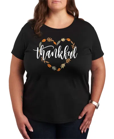 Hybrid Apparel Plus Sizeheart Thankful Women's Short Sleeve Graphic T-shirts In Animal Print