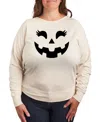 Hybrid Apparel Pumpkin Face Plus Size Graphic Pullover In Beige,khaki