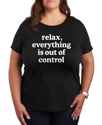 Hybrid Apparel Relax Out Of Control Plus Size Graphic T-shirt In Black