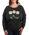 Hybrid Apparel Retro Daisies Plus Size Graphic Pullover In Gray
