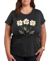 Hybrid Apparel Retro Daisies Plus Size Graphic Pullover In Heather Charcoal