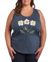 Hybrid Apparel Retro Daisies Plus Size Graphic Tank In Heather Blue