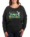 Hybrid Apparel Snoopy Christmas Women's French Terry Long Sleeve Shirt In Black