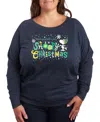 Hybrid Apparel Snoopy Christmas Women's French Terry Long Sleeve Shirt In Blue