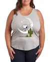 Hybrid Apparel Snoopy Desert On Moon Plus Size Graphic Tank In Heather Grey