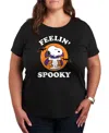 Hybrid Apparel Snoopy Halloween Feelin' Spooky Women's Short Sleeve Graphic T-shirts In Black