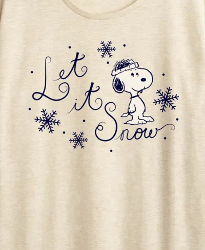 Hybrid Apparel Snoopy Let It Snow Christmas Women's Short Sleeve Graphic T-shirts In Neutral