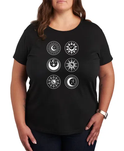 Hybrid Apparel Sun Moon Grid Plus Size Graphic Tee In Black