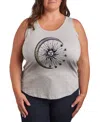 Hybrid Apparel Mandala Sun Moon Plus Size Graphic Tank In Grey