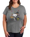 Hybrid Apparel Thanksgiving Pie Snoopy And Woodstock Women's Short Sleeve Graphic T-shirts In Gray