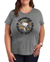 Hybrid Apparel Thanksgiving Snoopy And Woodstock Blessed Women's Short Sleeve Graphic T-shirts In Gray