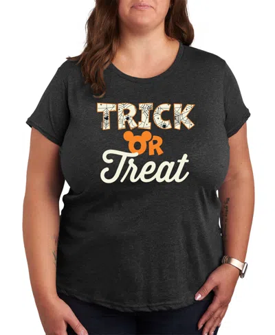Hybrid Apparel Trendy Disney Trick Or Treat Plus Size Graphic T-shirt In Grey