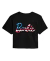 Hybrid Apparel Trendy Juniors Barbie Flag Cropped Tee In Black