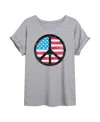Hybrid Apparel Trendy Juniors Flag Peace Graphic Oversized Tee In Grey