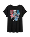 Hybrid Apparel Trendy Juniors Lilo And Stitch Flag Graphic Oversized Tee In Black