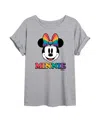 Hybrid Apparel Trendy Juniors Minnie Mouse Pride Graphic Oversized Tee In Heather Grey