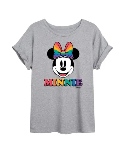 Hybrid Apparel Trendy Juniors Minnie Mouse Pride Graphic Oversized Tee In Heather Grey