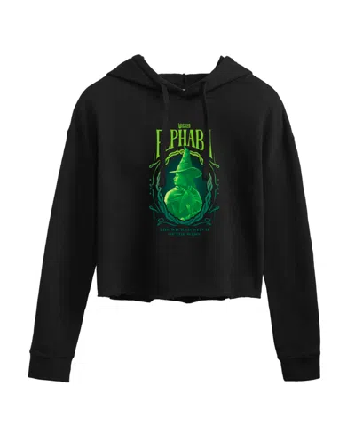 Hybrid Apparel Trendy Juniors Wicked Elphaba Graphic Cropped Hoodie In Black