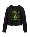 Hybrid Apparel Trendy Juniors Wicked Emerald City Graphic Cropped Hoodie In Black