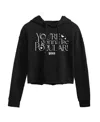 Hybrid Apparel Trendy Juniors Wicked Popular Graphic Cropped Hoodie In Black