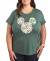 Hybrid Apparel Trendy Mickey Daisy Head Plus Size Graphic T-shirt In Green