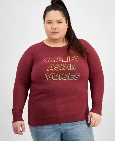 Hybrid Apparel Trendy Plus Size Aapi Amplify Voices Graphic Top In Red