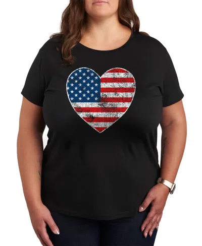 Hybrid Apparel Trendy Plus Size American Heart Graphic T-shirt In Black