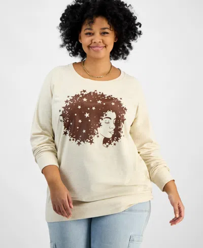 Hybrid Apparel Trendy Plus Size Black History Month Graphic Top In White