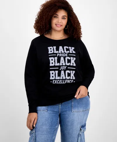 Hybrid Apparel Trendy Plus Size Black Pride Joy Excellence Graphic T-shirt