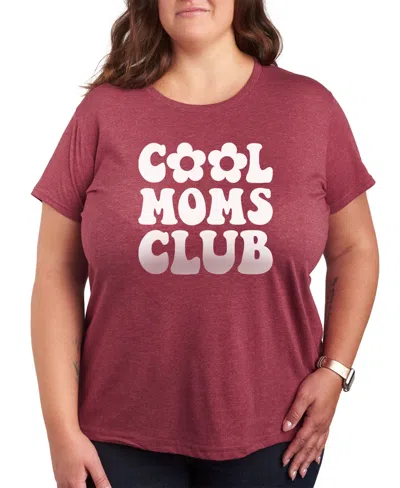 Hybrid Apparel Trendy Plus Size Cool Moms Club Graphic T-shirt In Red