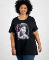 Hybrid Apparel Trendy Plus Size Cotton Aretha Franklin Graphic Tee In Black