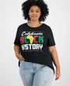 Hybrid Apparel Trendy Plus Size Cotton Celebrate Black History Graphic Top In Multi