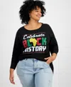 Hybrid Apparel Trendy Plus Size Cotton Celebrate Black History Graphic Top In Multi
