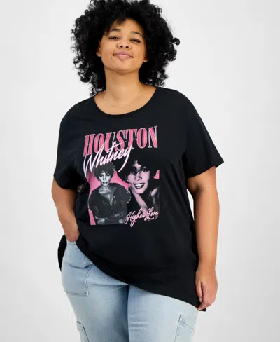 Hybrid Apparel Trendy Plus Size Cotton Whitney Houston Graphic Tee In Black
