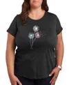 Hybrid Apparel Trendy Plus Size Dandelions Graphic Crew Neckt-shirt In Grey