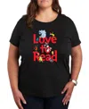 Hybrid Apparel Trendy Plus Size Dr. Seuss Love To Read Graphic Crewneck T-shirt In Black