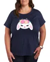 Hybrid Apparel Trendy Plus Size Easter Bunny Size Graphic Crew Neck T-shirt In Blue