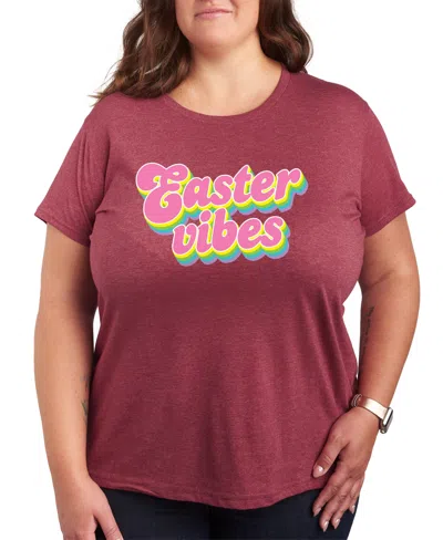 Hybrid Apparel Trendy Plus Size Easter Vibes Size Graphic Crew Neck T-shirt In Red