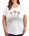 Hybrid Apparel Trendy Plus Size Flowers Size Graphic Crew Neck T-shirt In White