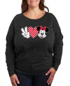 Hybrid Apparel Trendy Plus Size Graphic French Terry Pullover In Grey