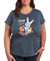 Hybrid Apparel Trendy Plus Size Happy Easter Size Graphic Crew Neck T-shirt In Blue