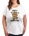 Hybrid Apparel Trendy Plus Size Have A Groovy Day Size Graphic Crew Neck T-shirt In White